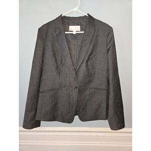 Boss Hugo Boss Women's Grey Wool Checkered Tailored Blazer Size 12 Lined Office